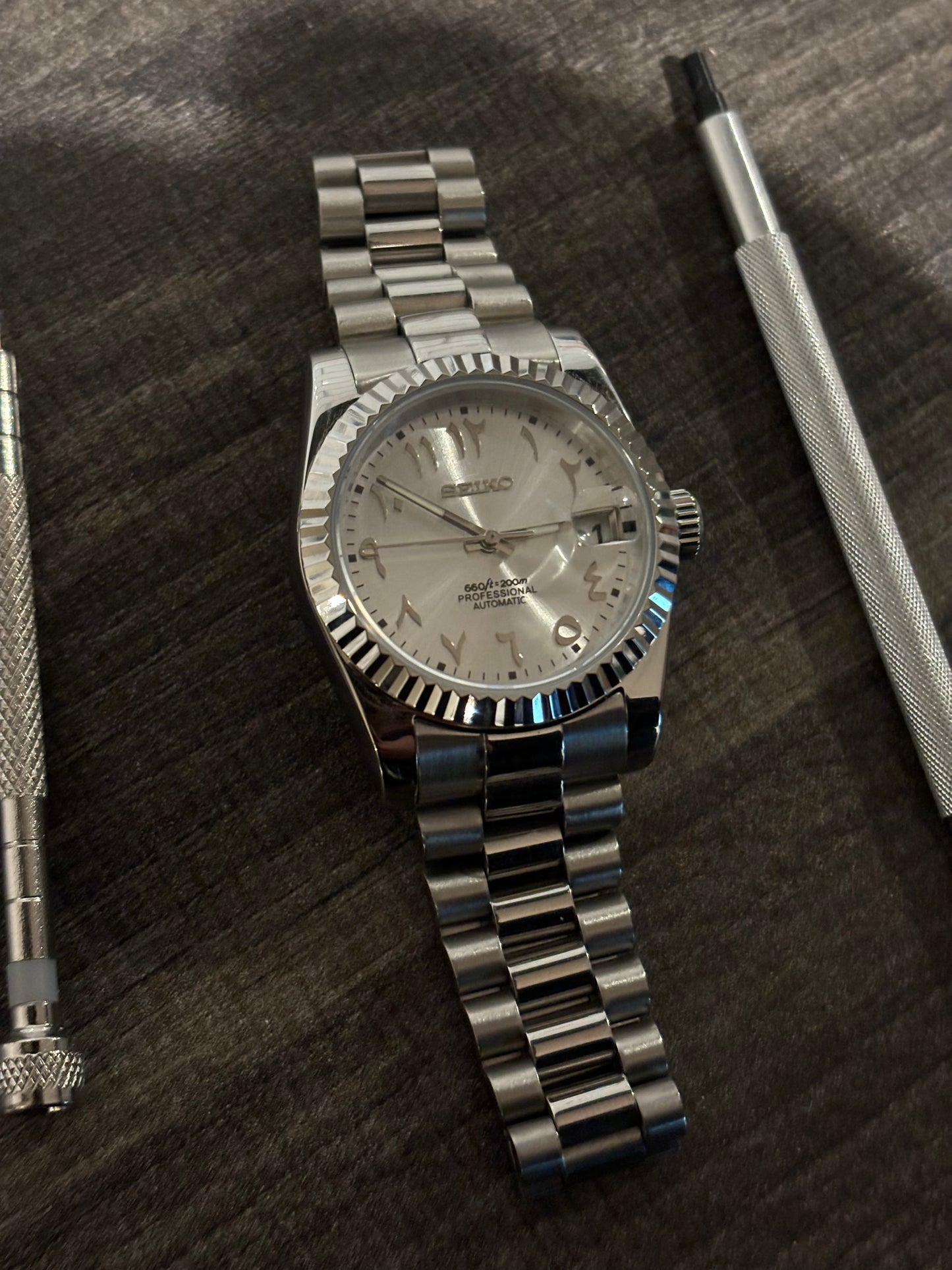 Seiko Arabic dial datejust - silver