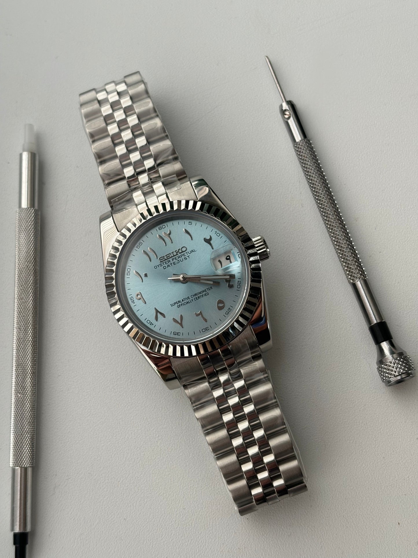 Seiko Arabic oyster datejust - babyblue