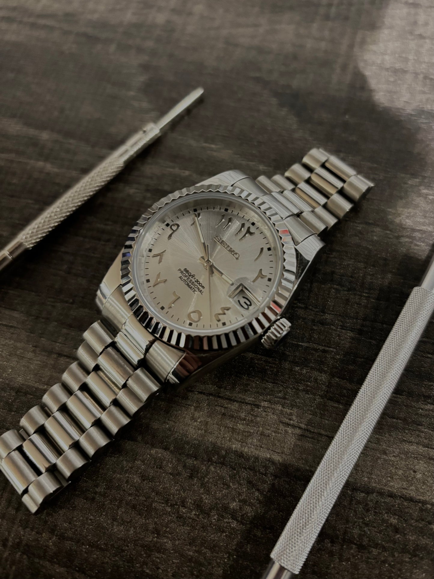 Seiko Arabic dial datejust - silver