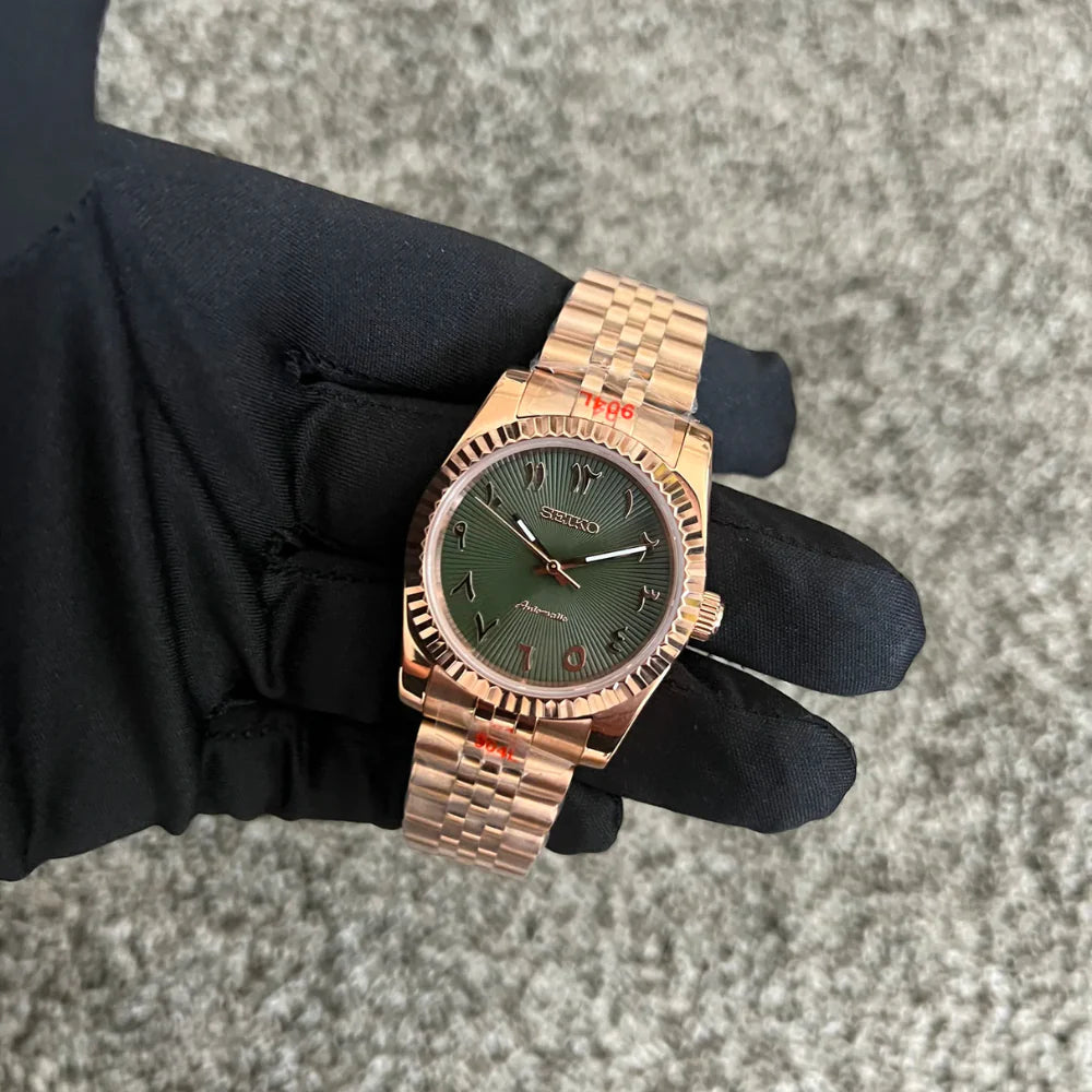 Seiko Arabic Rose gold - Green dial dateless