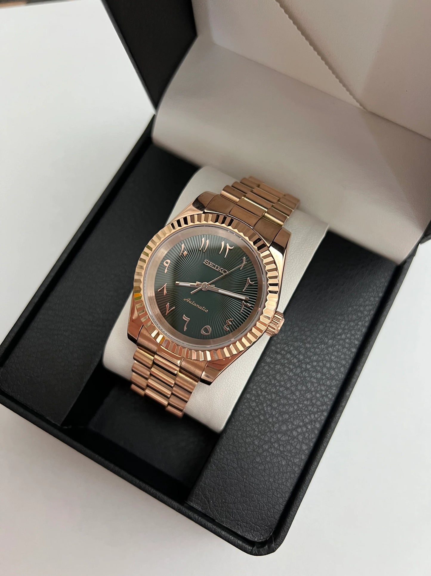 Seiko Arabic Rose gold - Green dial dateless