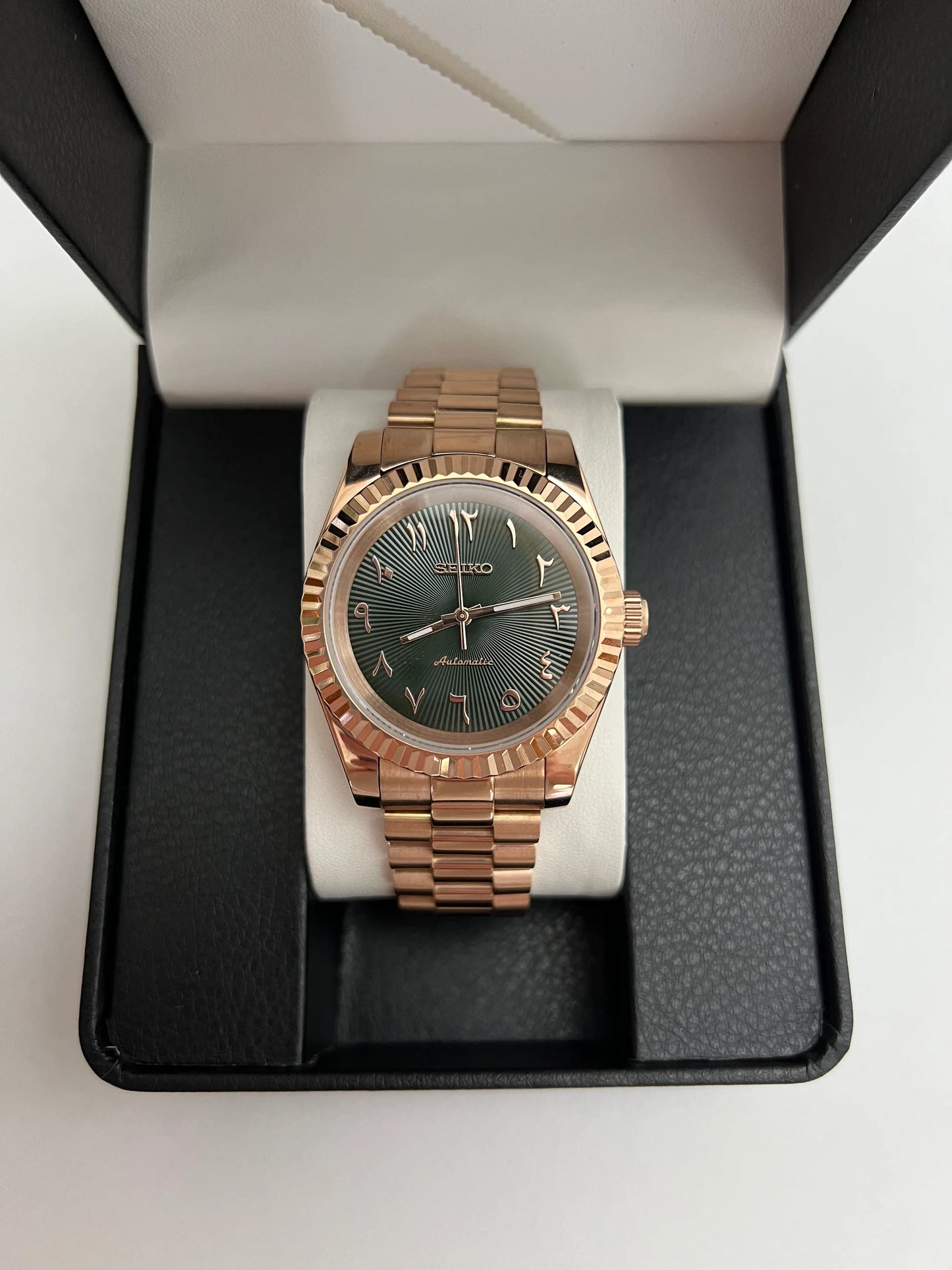 Seiko Arabic Rose gold - Green dial dateless