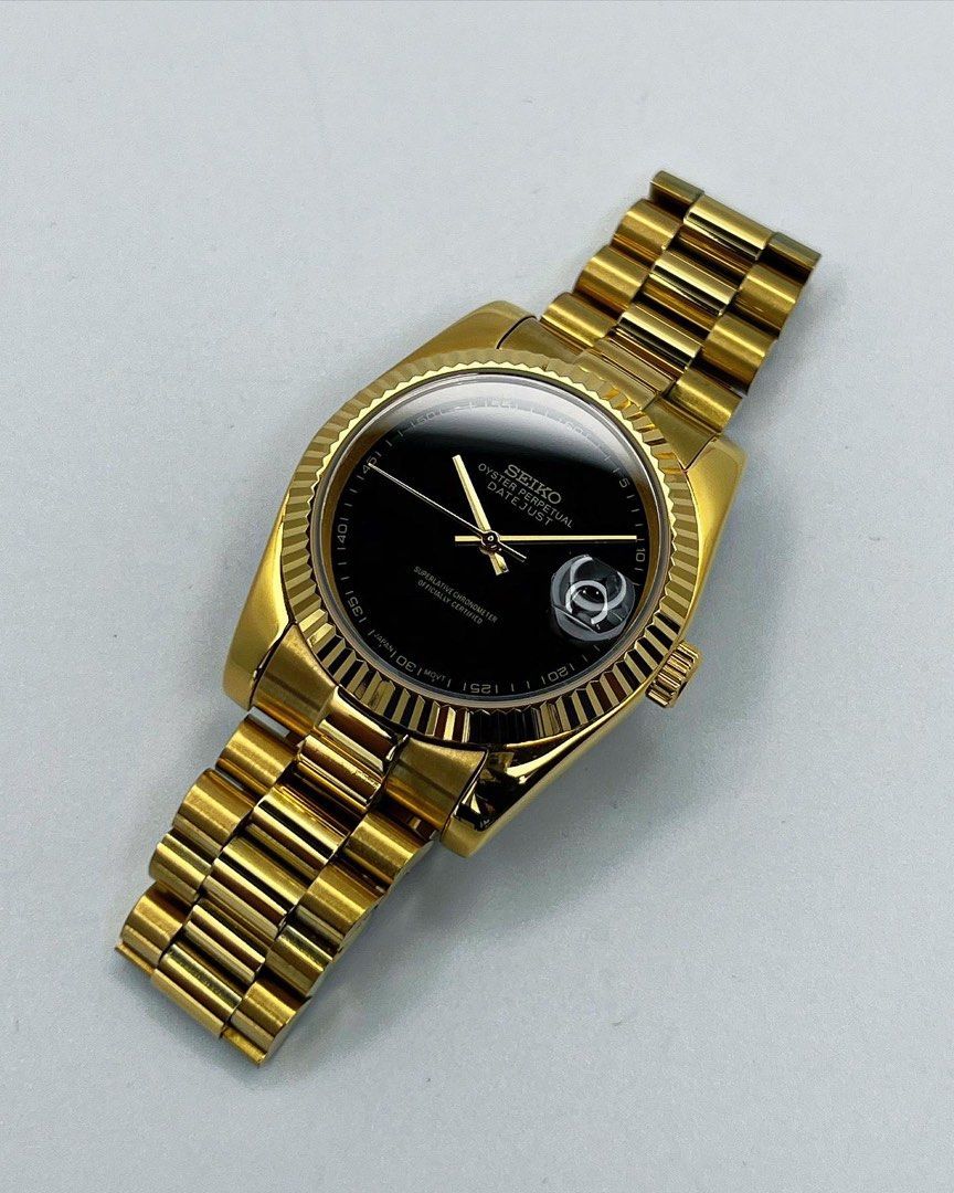 Seiko Onyx dial datejust gold - black