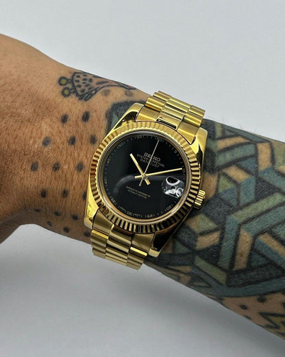 Seiko Onyx dial datejust gold - black