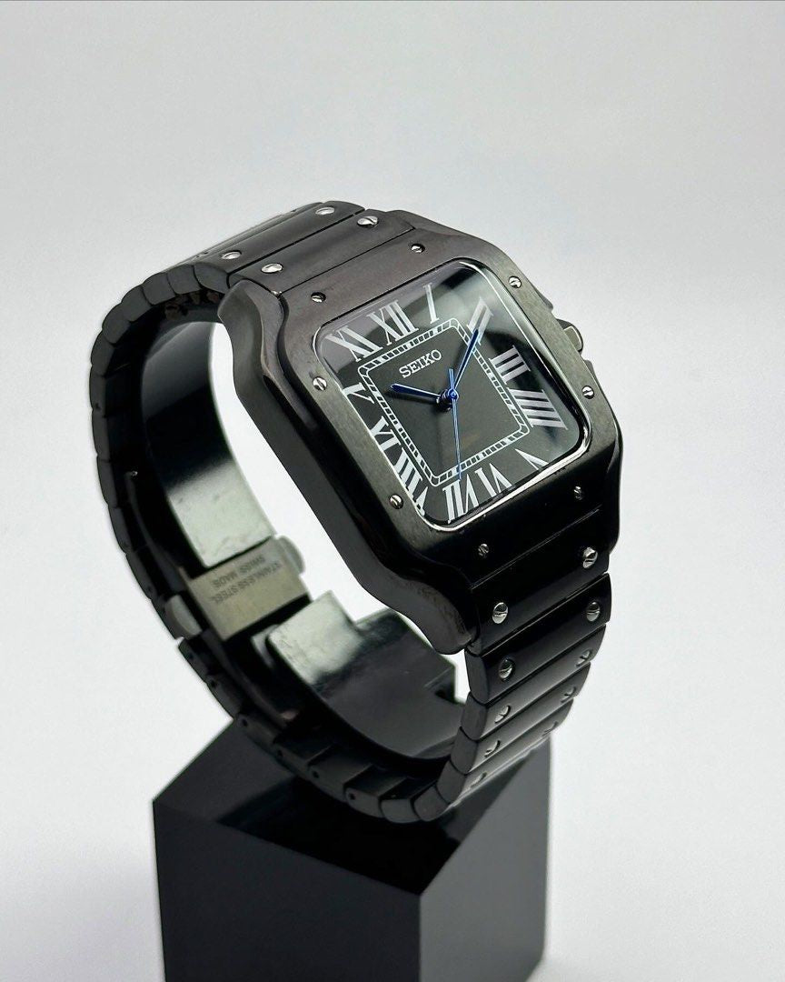 SEIKO DOS SANTOS ALL BLACK - CUSTOM SEIKO NH35 AUTOMATIC WATCH