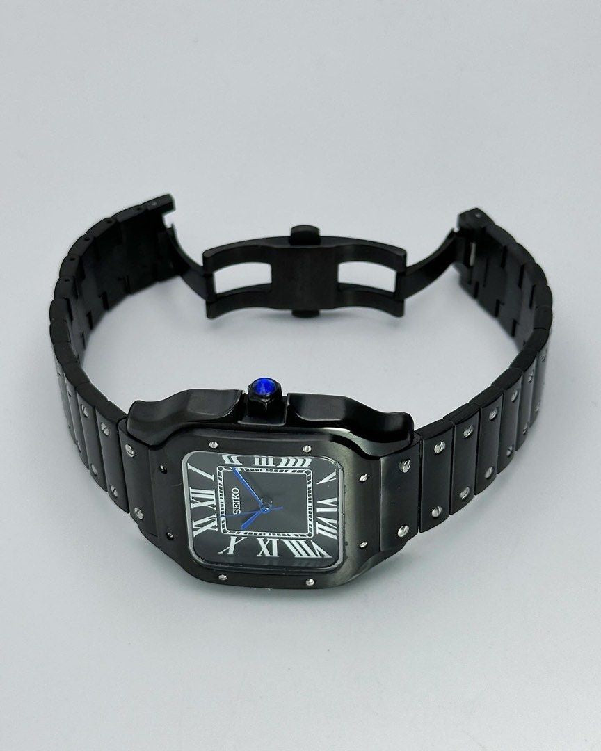 SEIKO DOS SANTOS ALL BLACK - CUSTOM SEIKO NH35 AUTOMATIC WATCH