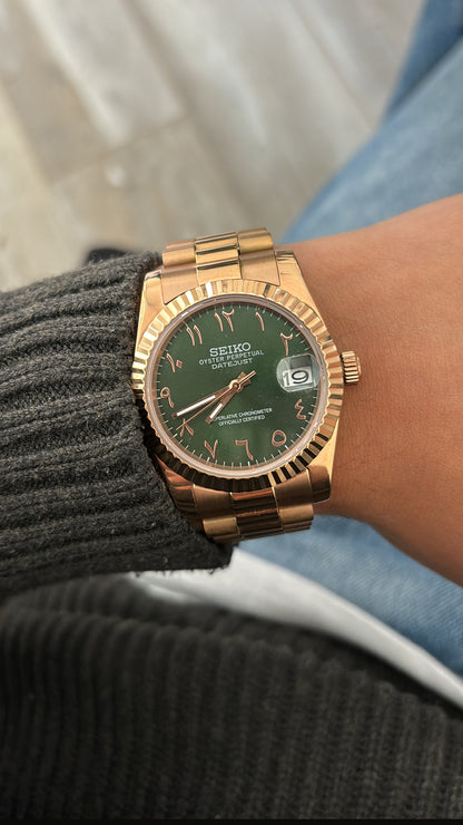 Seiko Arabic Rose gold - Green dial datejust