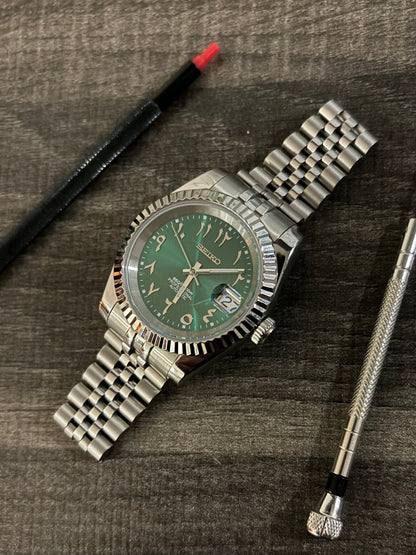 Seiko Arabic dial datejust - green